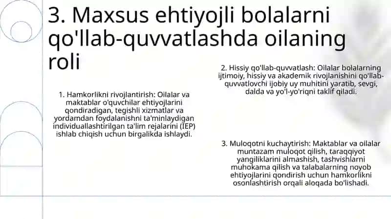Maxsus ehtiyojli o‘quvchilar uchun inklyuziv ta’lim: oila va maktabning o‘rni 4