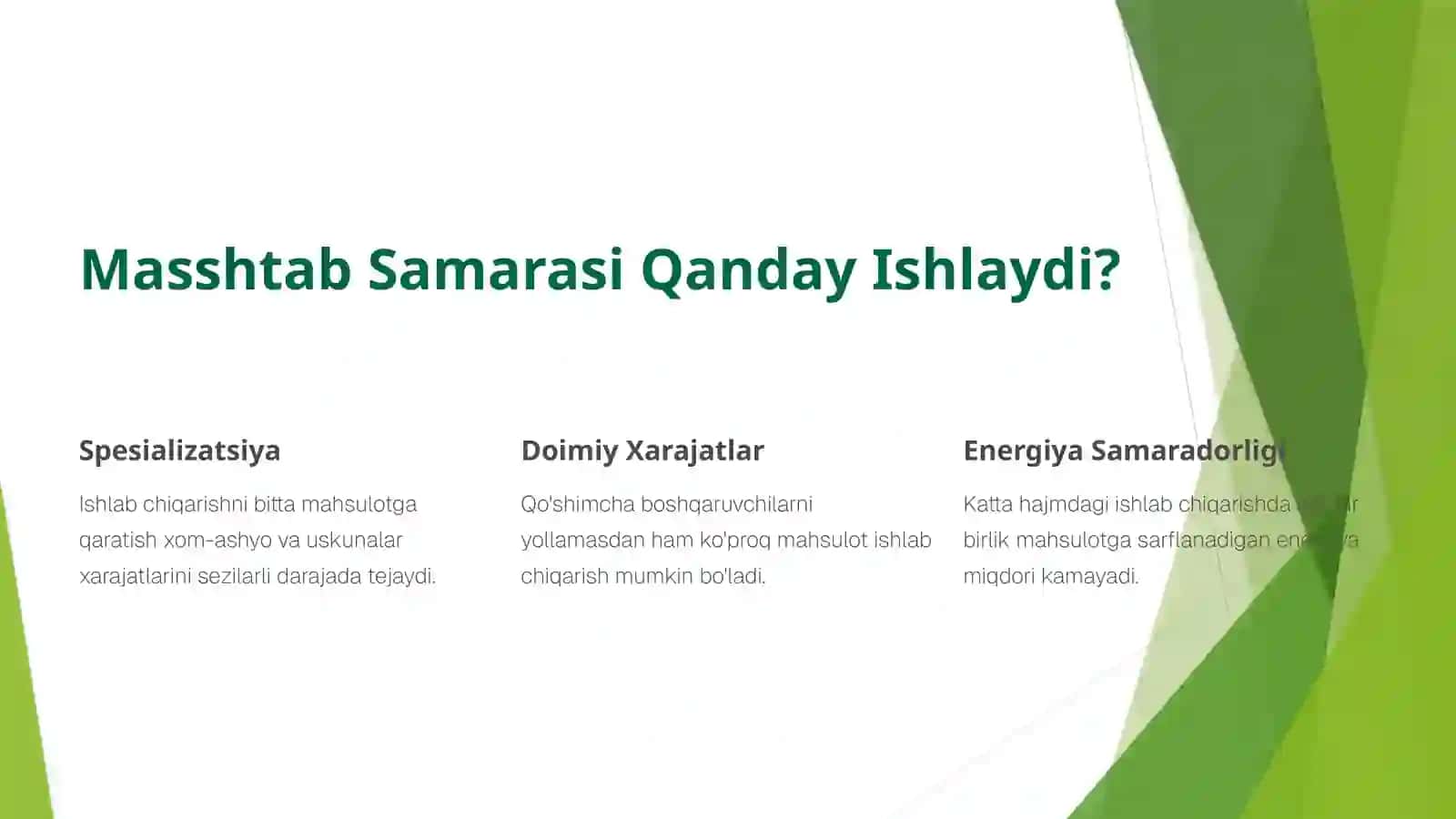 MASSHTAB SAMARASI VA ISHLAB CHIQARISH XAJMI O'RTASIDAGI BOG'LIQLIK 4