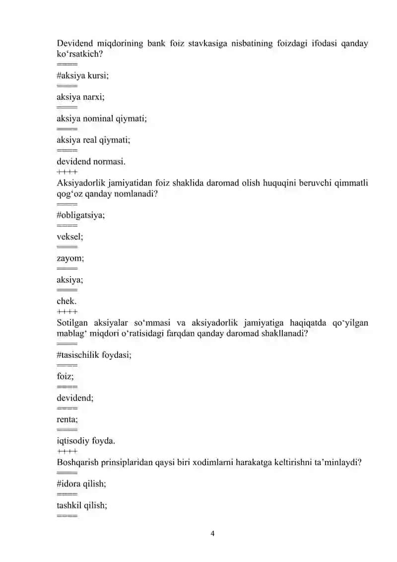 IQTISODIYOT NAZARIYASI FANIDAN TEST, 500 talik javoblari bilan (yakuniy uchun) 4
