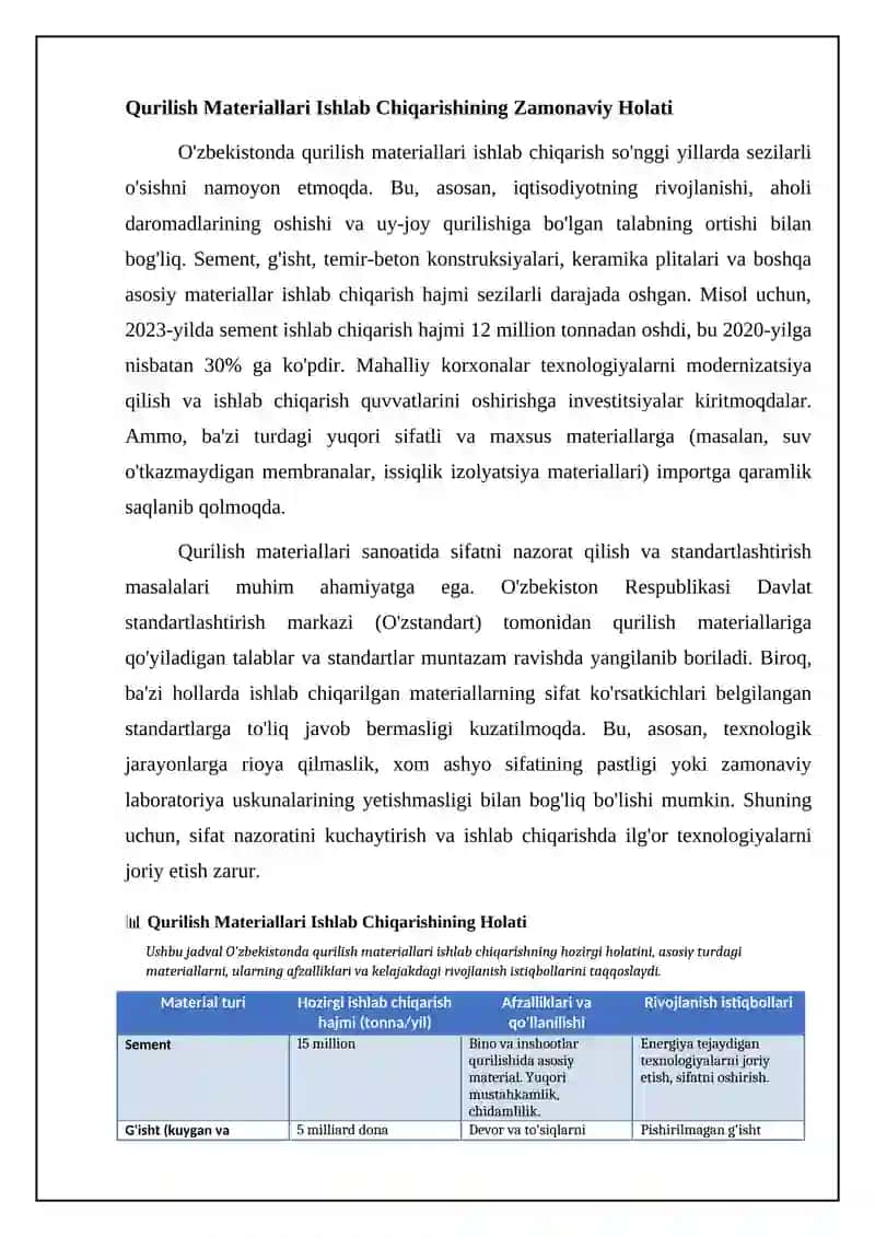 Qurilishning moddiy-texnik bazasi va uning taraqqiyot istiqbollari 4