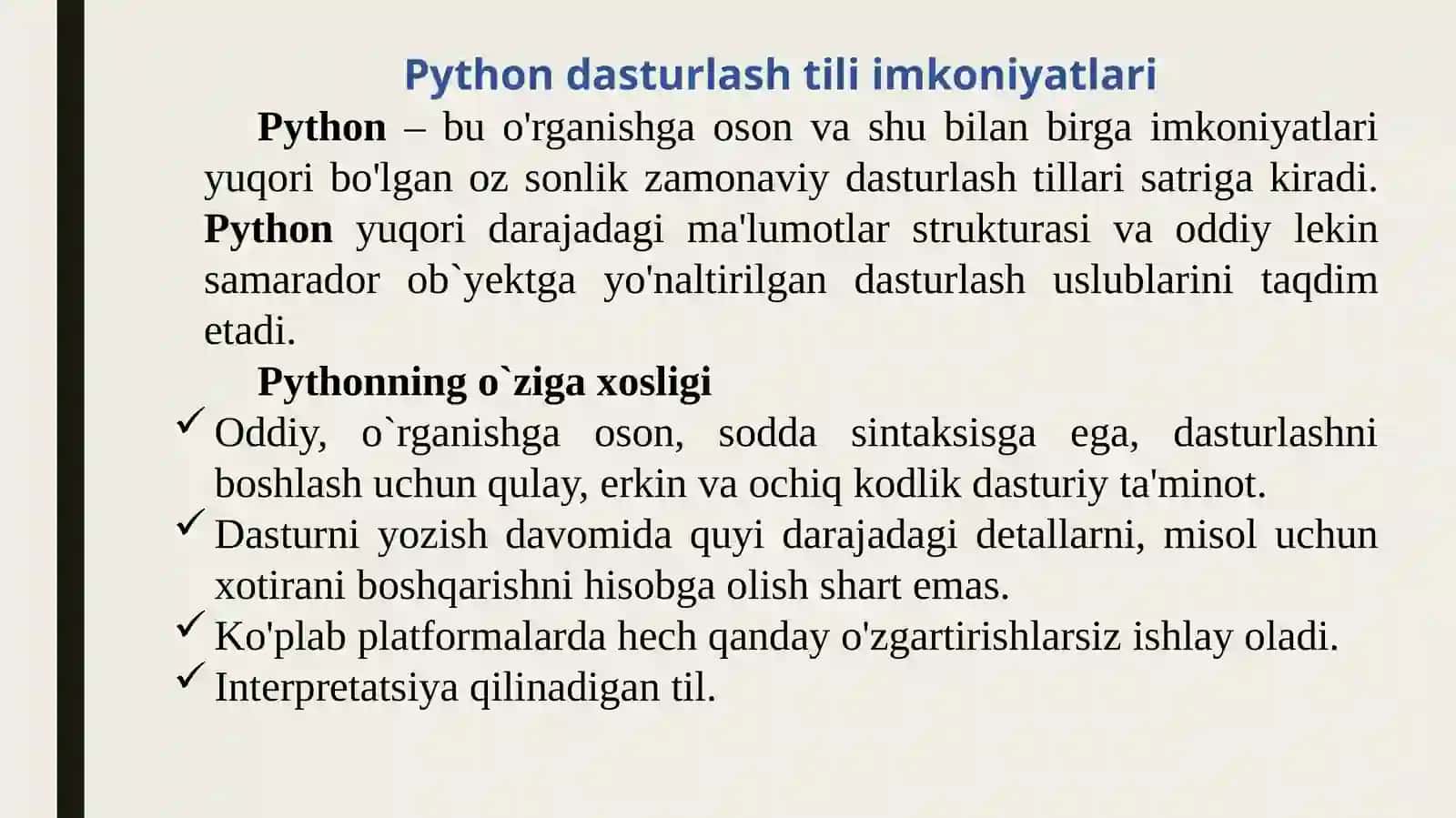 Python dasturlash tili yaratilish tarixi 4