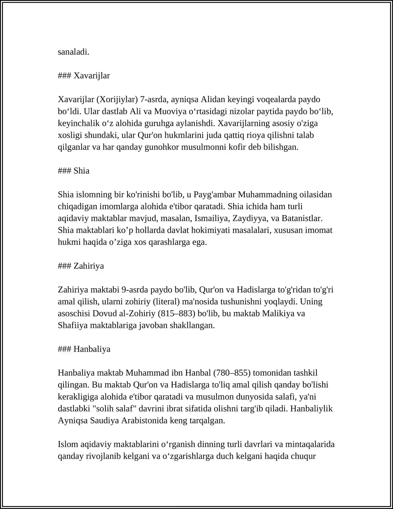 ISLOM DINING MANBALARI AQIDAVIY MAKTABLARI VA ULARNING HOZIRGI DAVIRDAGI AHAMIYATI 4