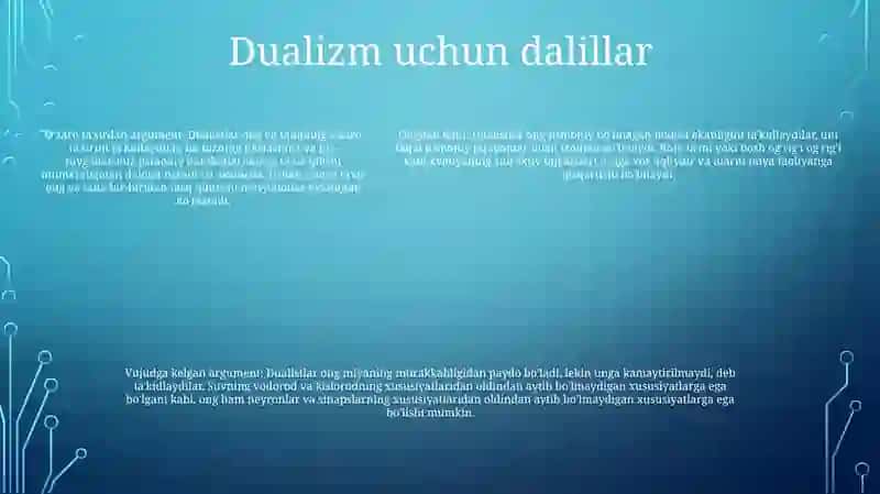 Insonni Tushunishga Dualizm Va Monizm Tomondan Yondashuv 4
