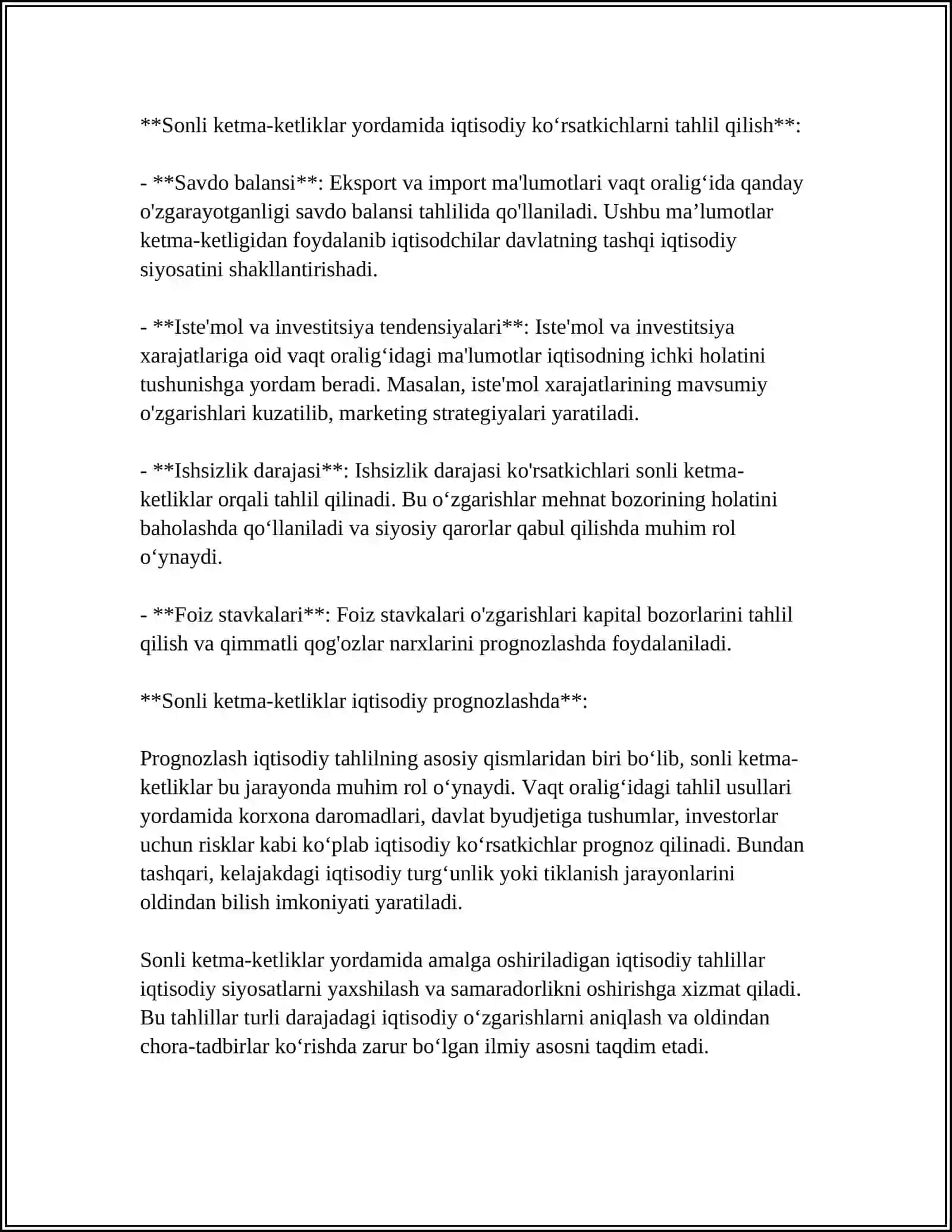 IQTISODIYOTDA SONLI KETMA-KETLIKLARNING QO‘LLANISHI 4