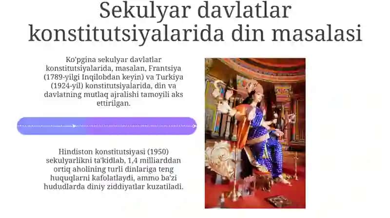 Sekulyar prinsiplar asosida rivojlanayotgan mamlakatlar din va davlat munosabatlari 4