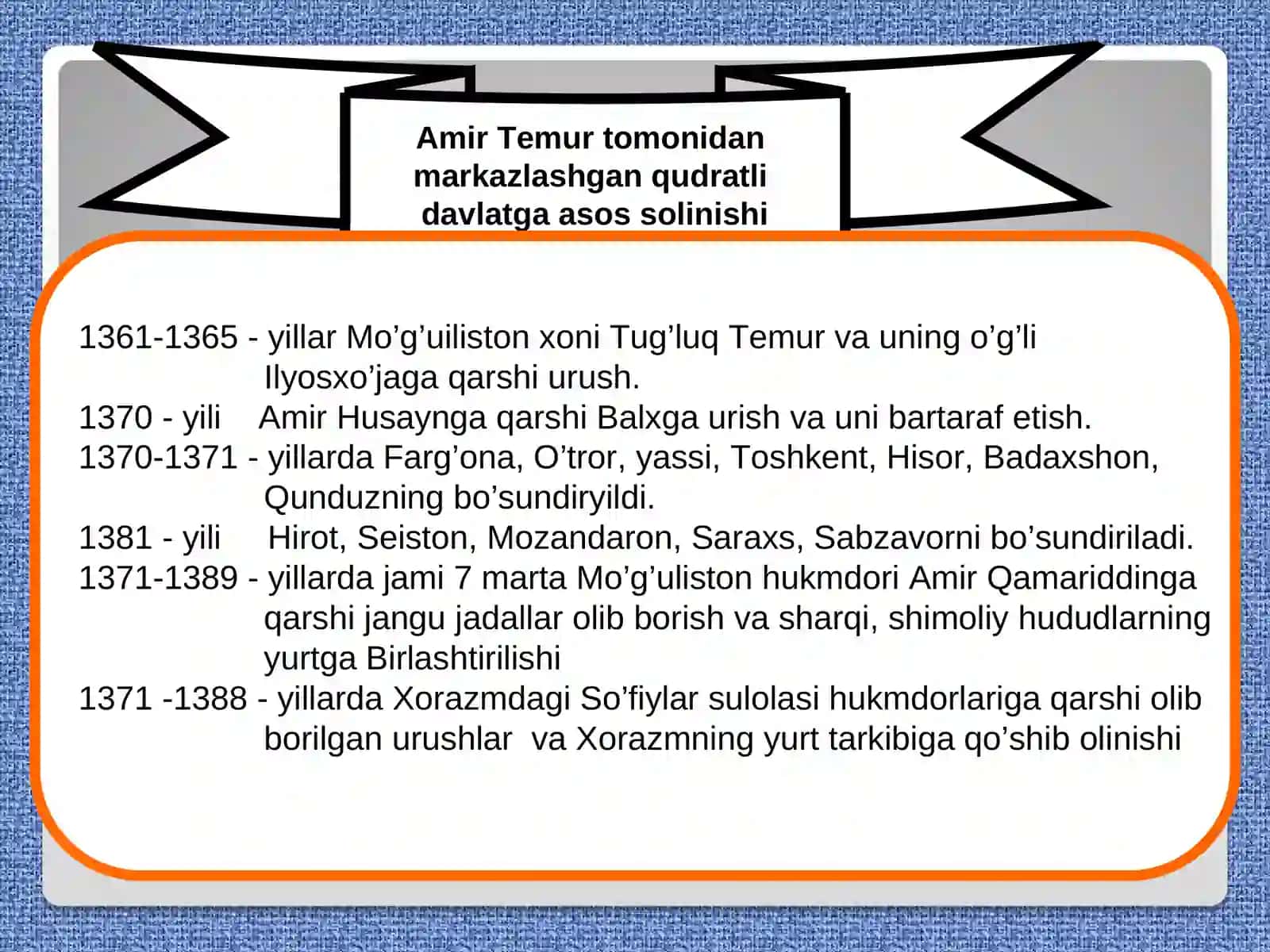 AMIR TEMUR VA TEMURIYLAR DAVRIDA O‘ZBEK DAVLATCHILIGINING YUKSALISHI:IJTIMOIY-SIYOSIY, IQTISODIY VA MADANIY HAYOT 4