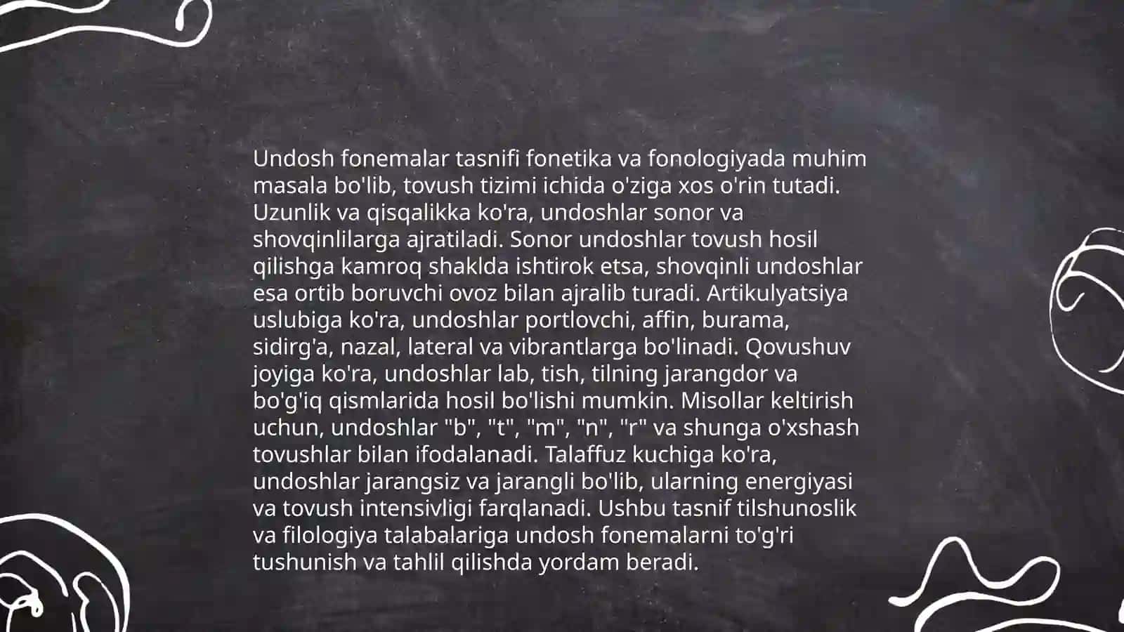 O'zbek tilshunosligida unli va undosh fonemalar tasnifi. Fonetik jarayonlar 4