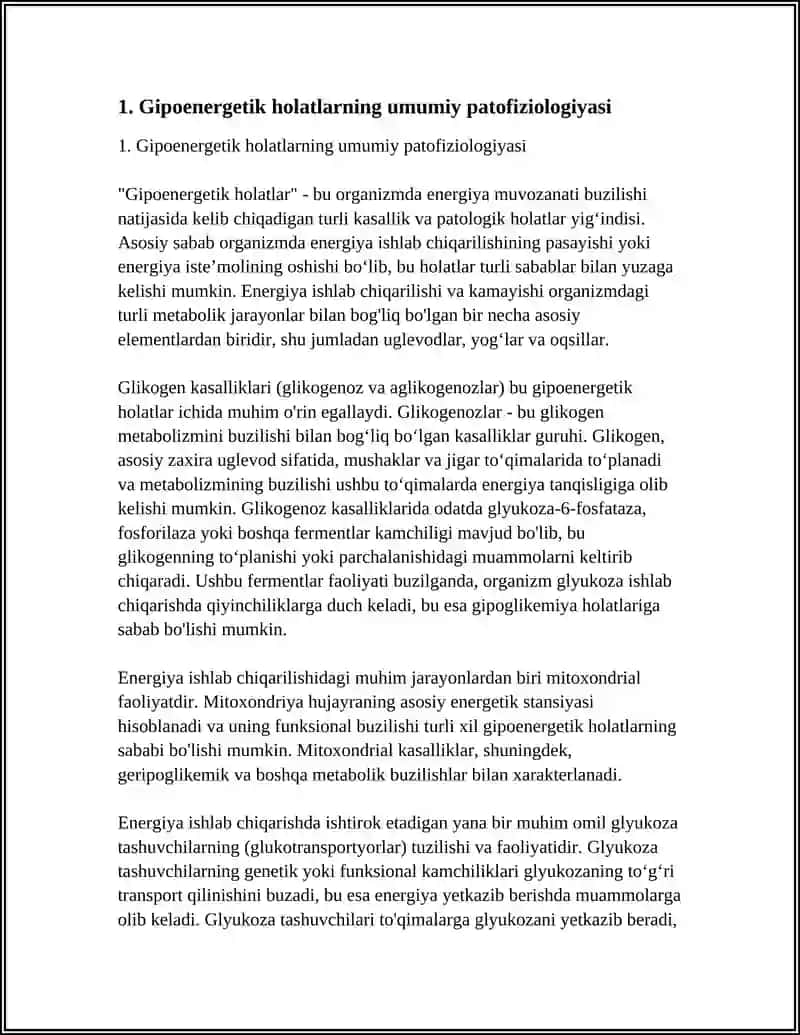 GIPOENERGETIK HOLATLAR. GLIKOGEN KASALLIKLARI 4
