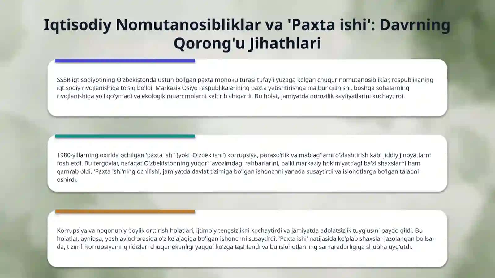 Qayta qurish yillarida Oʼzbekistondagi ijtimoiy-siyosiy vaziyat 4