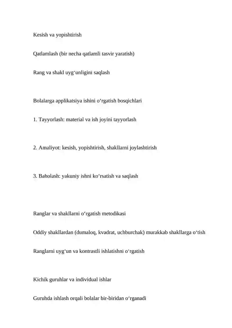 Maktabgacha yoshdagi bolalarni applikatsiya ishlariga o'rgatish 4