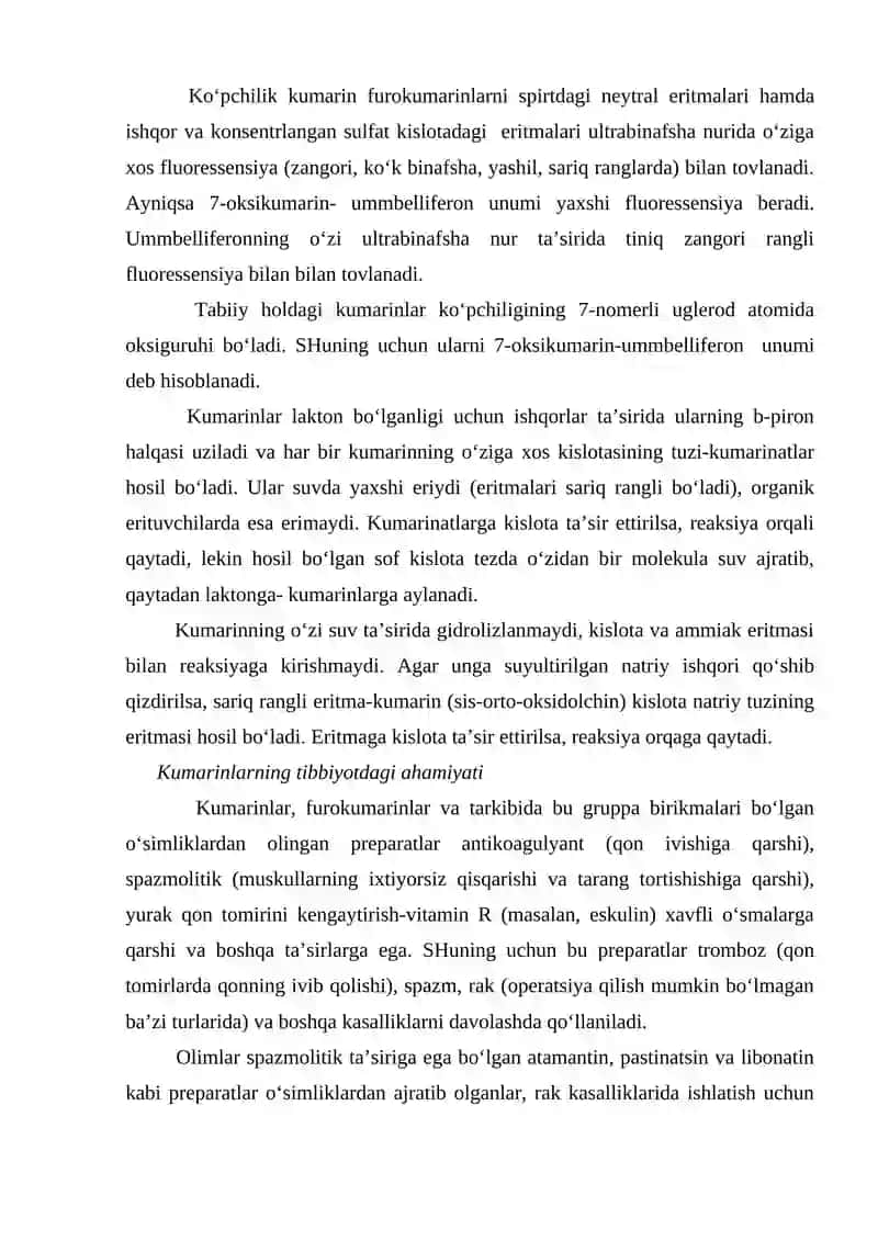 Kumarinlar kimyosi va texnologiyasi 4