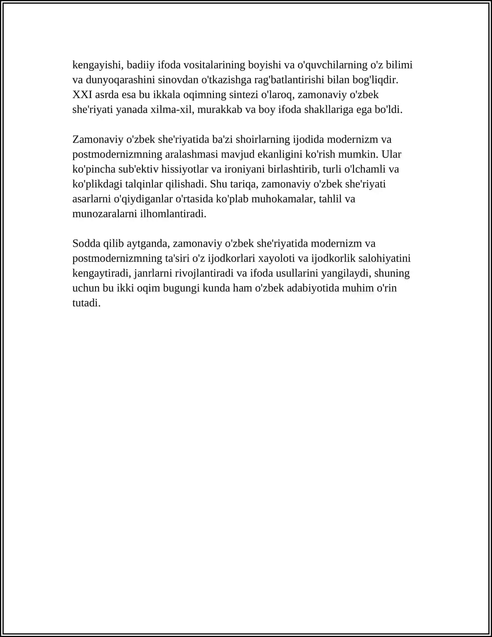ZAMONAVIY O`ZBEK SHE’RIYATIDAGI POETIK YANGILANISHLAR 4