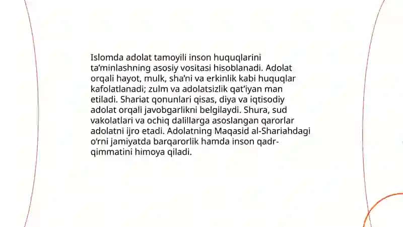 Islomda inson huquq va erkinliklarini ta’minlanishining o’ziga xos jihatlari 4