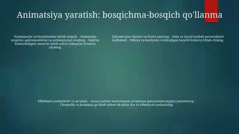 Animatsiyon Lavhalar Yaratish 4
