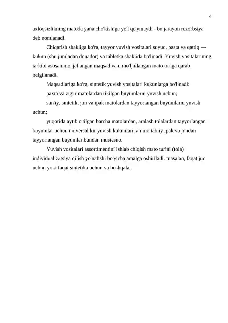 Sintetik yuvish vositalarining moddiy va issiqlik balansi qanday tuziladi 4