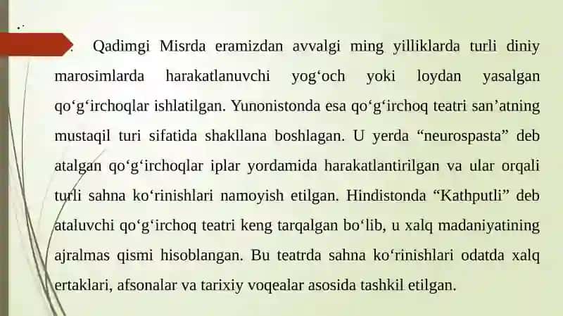 Qoʻgʻirchoqlar yordamida drammatik koʻrinishlar 4