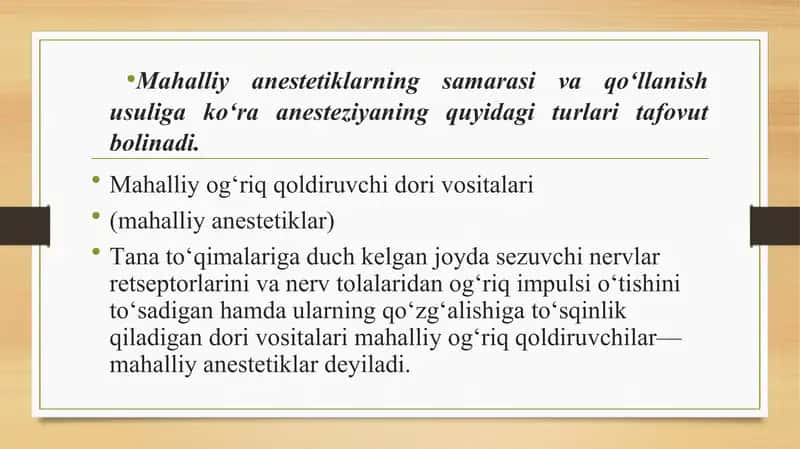 Periferik asab tizimiga ta`sir qiladigan vositalar. Afferent innervatsiyasiga ta`sir etuvchi vosital 4