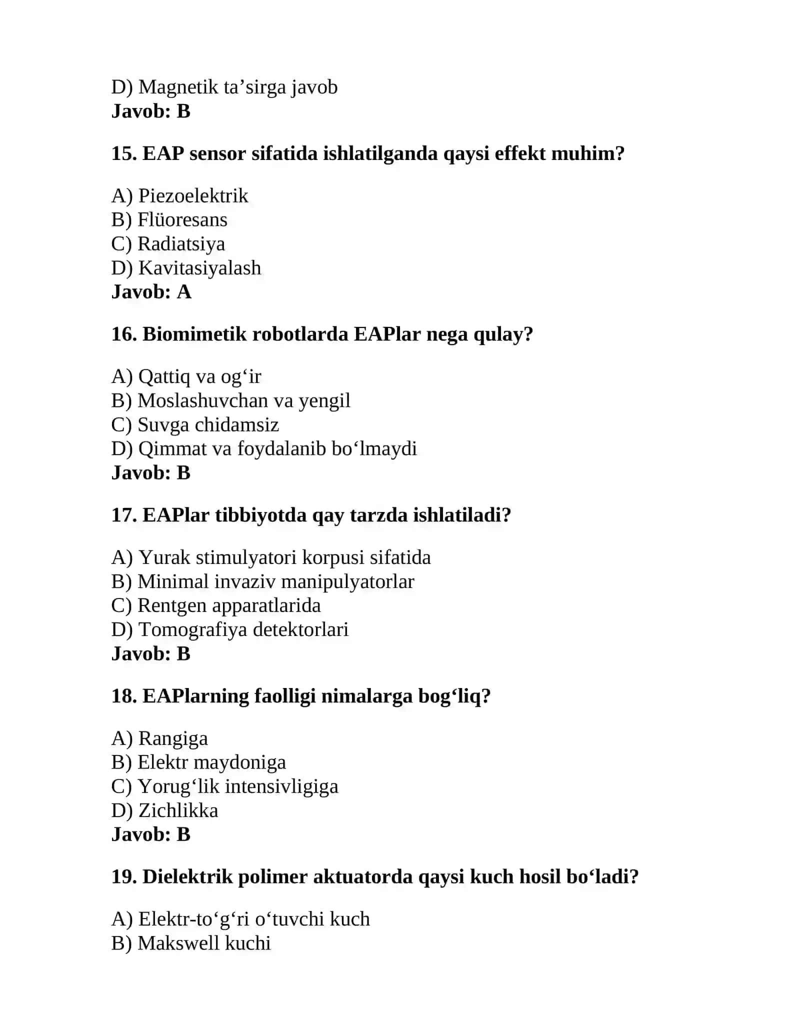 Elektroaktiv polimer matritsalari- xususiyatlari, xossalari va qo'llanilish sohalari 4