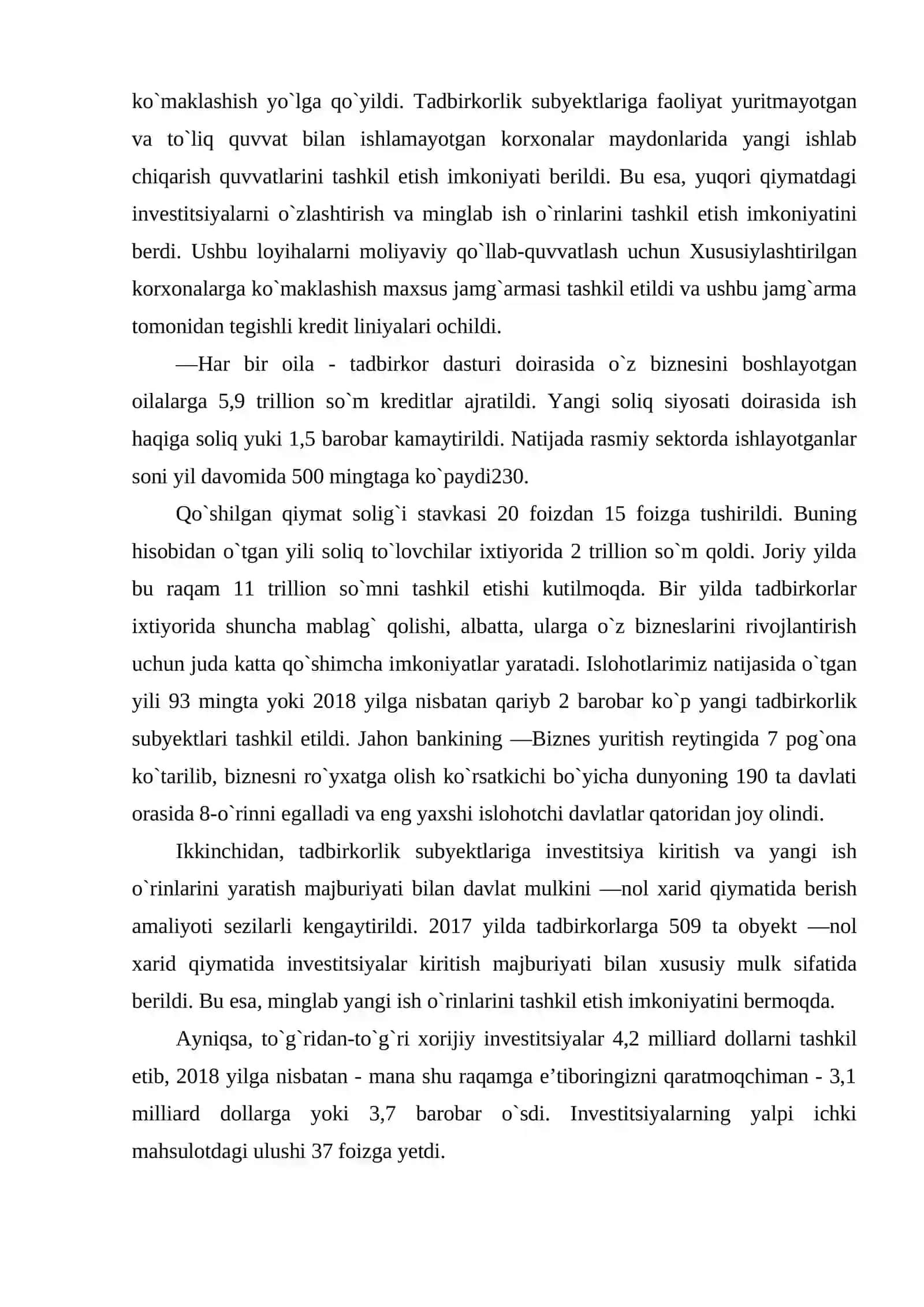 O`zbekiston Respublikasi Prezidenti Sh.M. Mirziyoyev tomonidan ijtimoiy - iqtisodiy islohotlarni yanada jadallashtirilishi 4