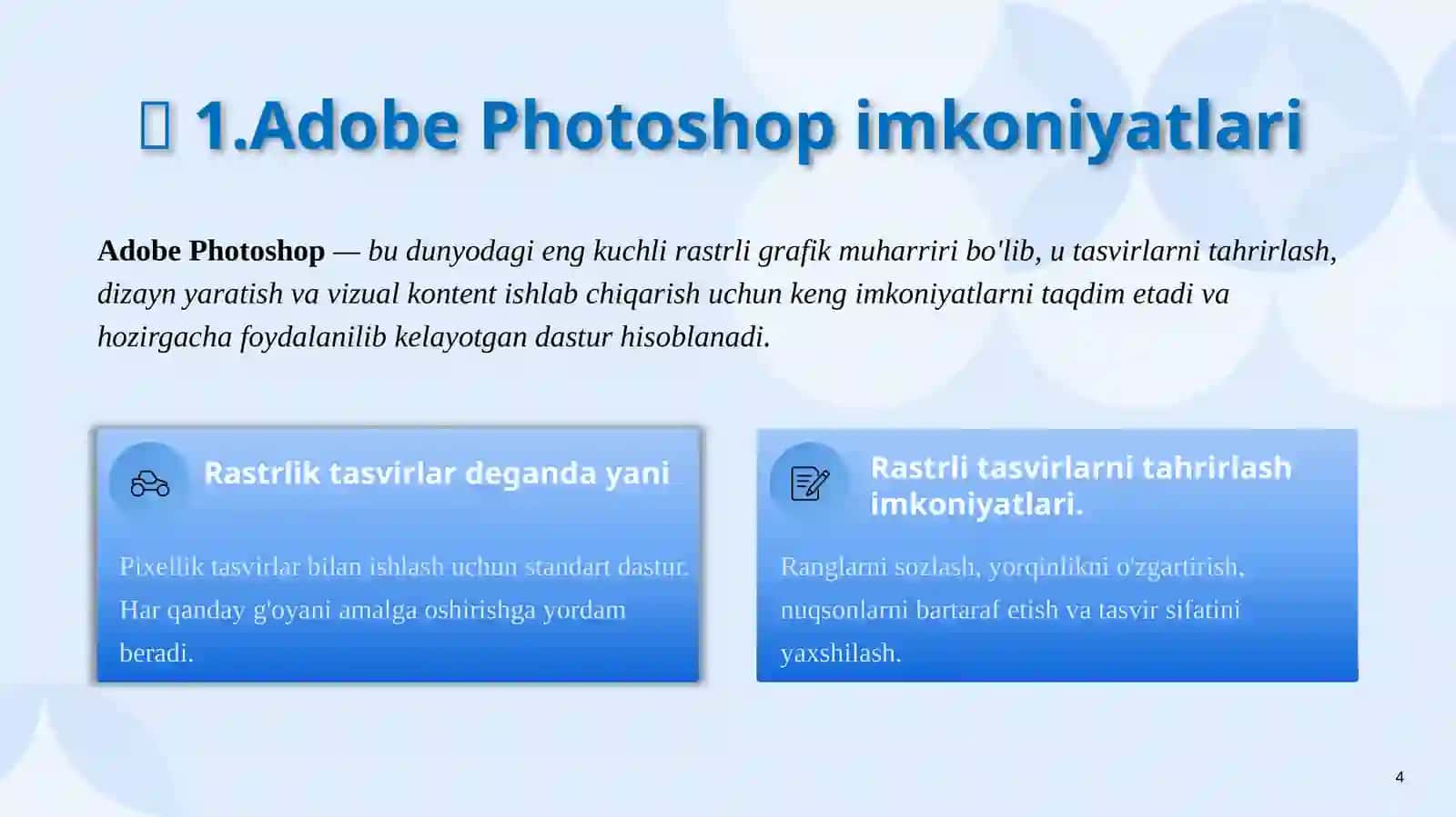 Adobe Photoshop imkoniyatlari 4