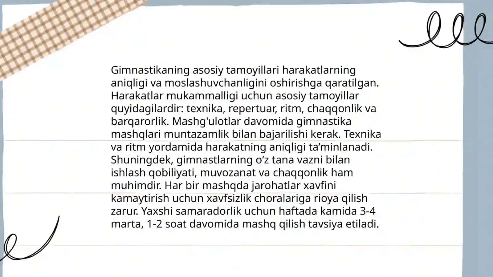 Gimnastika. Umumrivijlantiruvchi mashqlarni o'rganish 4