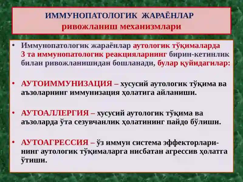 ИММУНОПАТОЛОГИК ЖАРАЁНЛАР ХАКИДА ТУШУНЧА 4