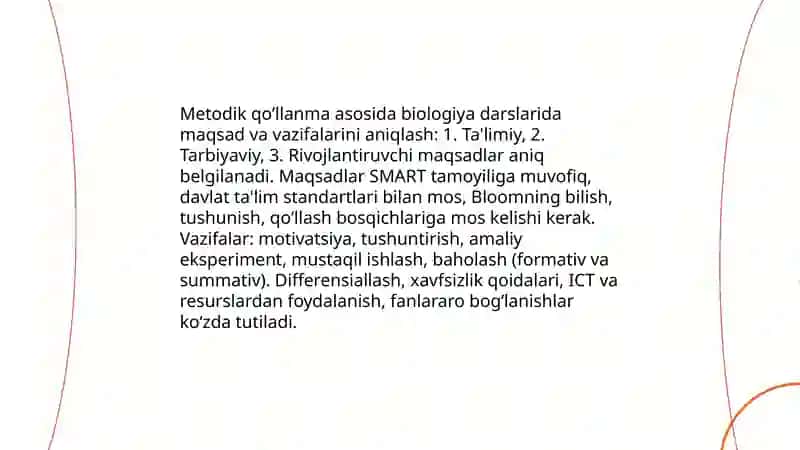 Metodik qo’llanmalar biologiyasining o’qitish metodikasi 4
