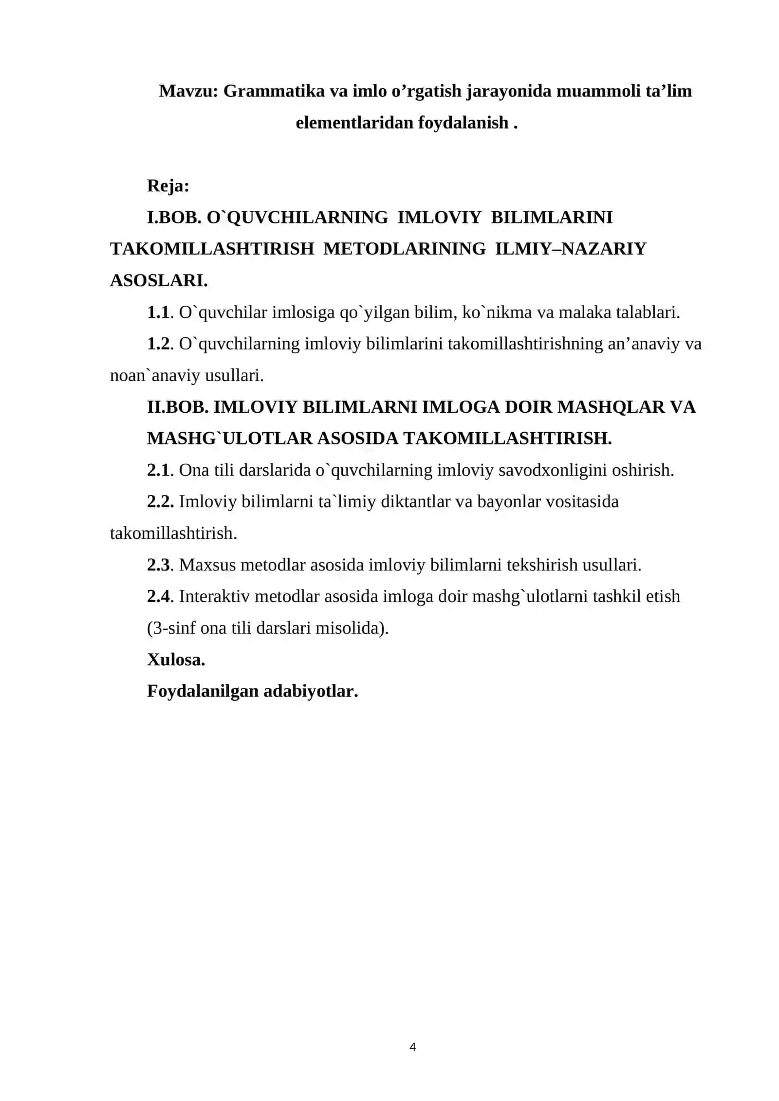 GRAMMATIKA VA IMLO O’RGATISH JARAYONIDA MUAMMOLI TA’LIM ELEMENTLARIDAN FOYDALANISH 4