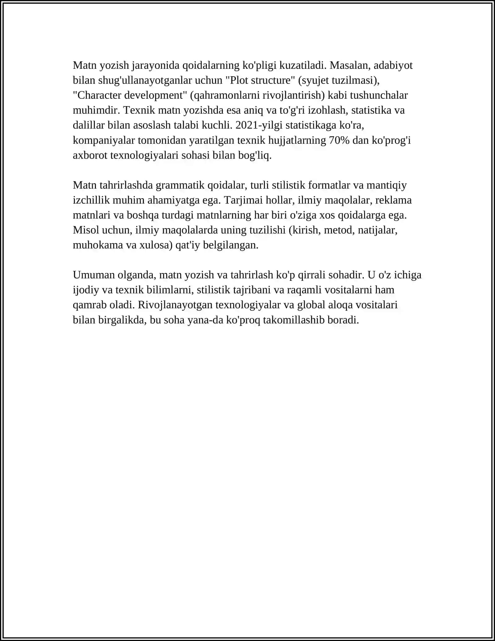 MICROSOFT WORD DASTURIDA HUJJAT TAYYORLASH VA FORMATLASH USULLARI 4