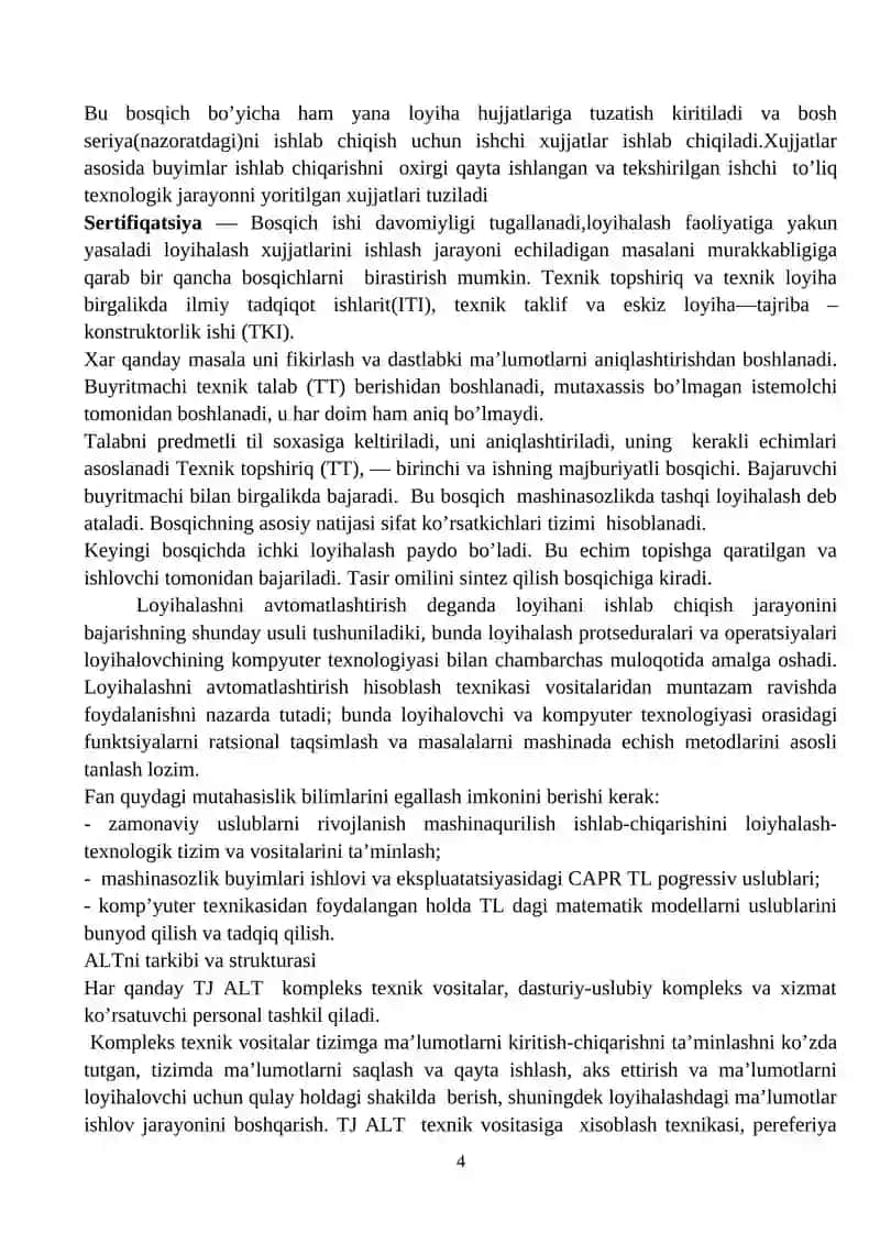 Zamonaviy avtomatlashtirilgan loyihalash tizimlari va ularni texnik sohalarda qo‘llanilishi 4