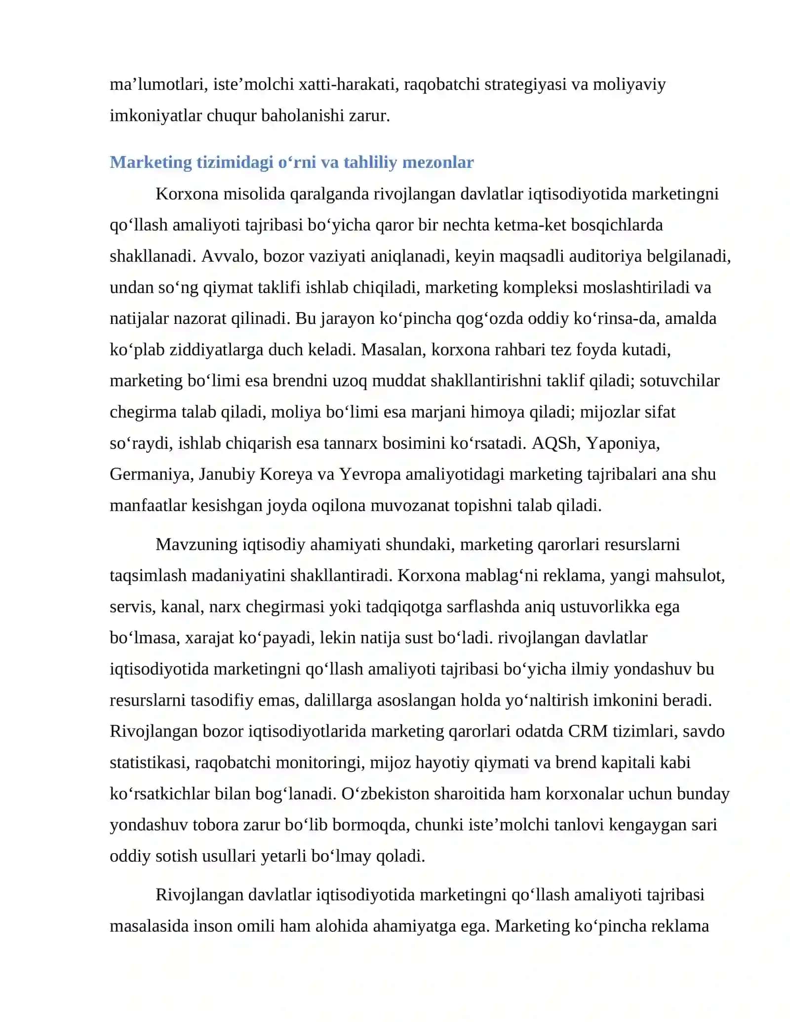 Rivojlangan davlatlar iqtisodiyotida marketingni qo‘llash amaliyoti tajribasi 4