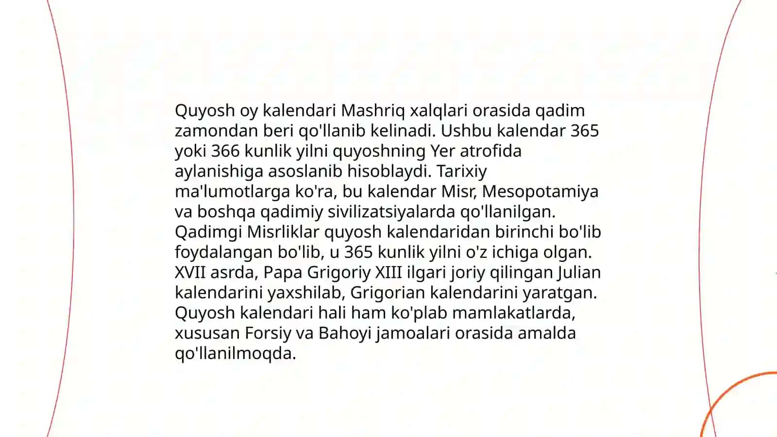Quyosh oy kalendari muchal haqida tushuncha Umar Hayyom kalendari 4