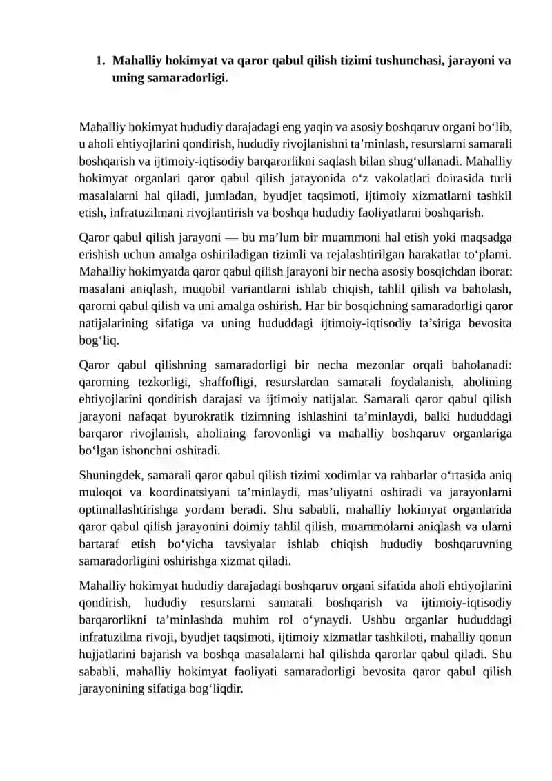 MAHALLIY HOKIMYATDA QAROR QABUL QILISH JARAYONINI TAHLIL QILISH VA MUAMMONI KENG TAHLIL QILISH 4