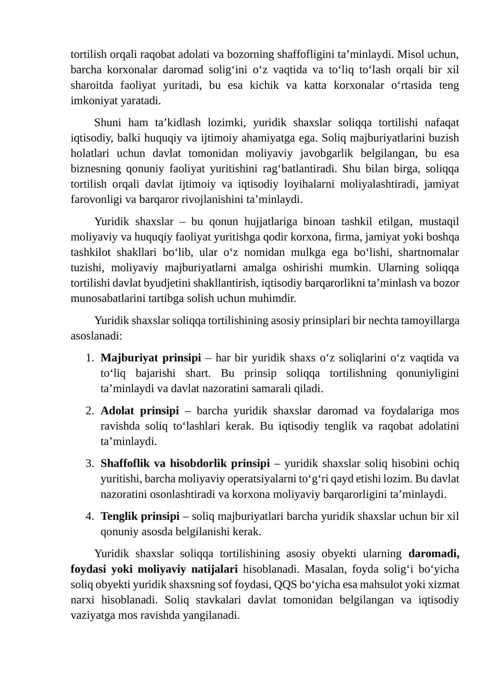 Yuridik shaxslar to'laydigan soliqlarga umumiy tavsifnoma 4