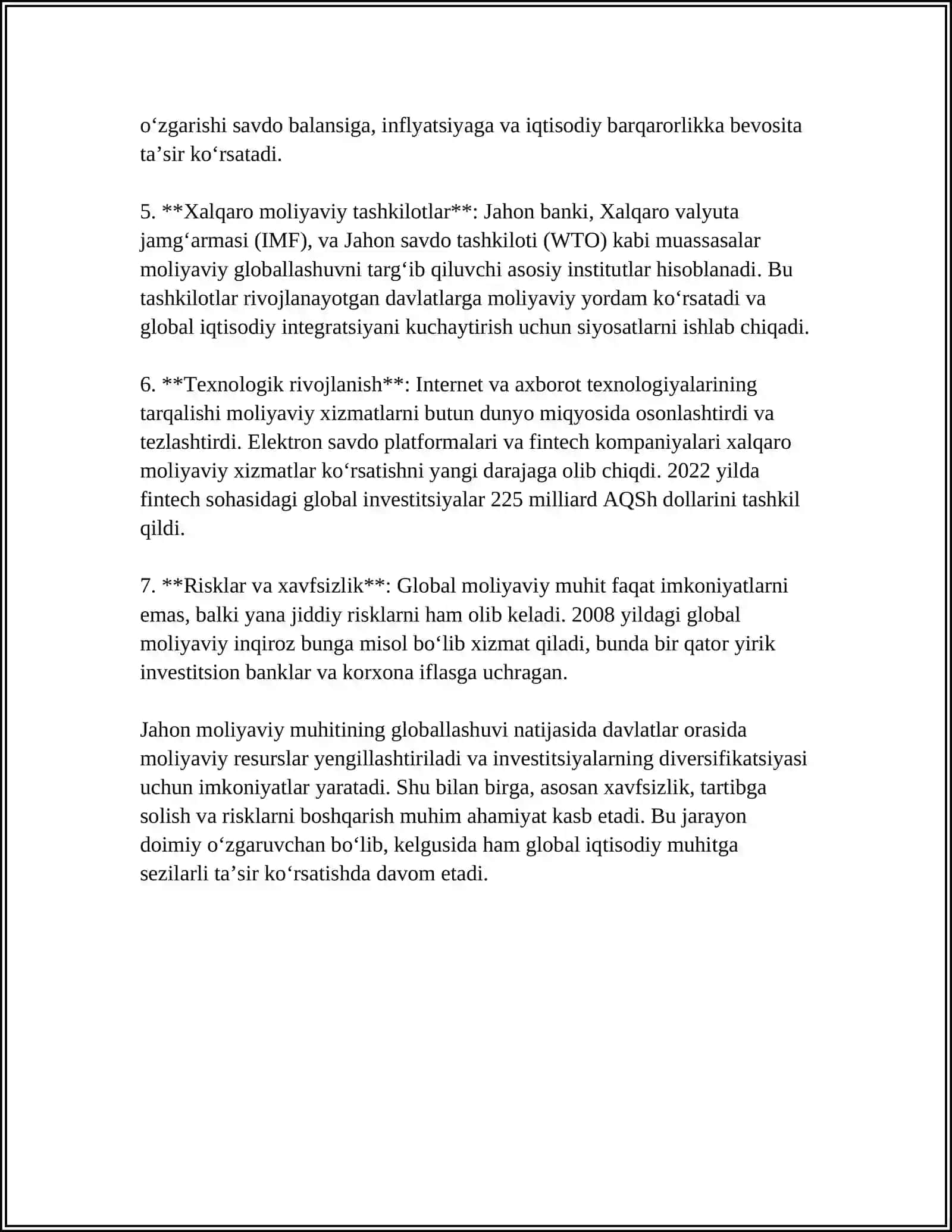 JAHON MOLIYAVIY MUHITINING GLOBALLASHUVI 4