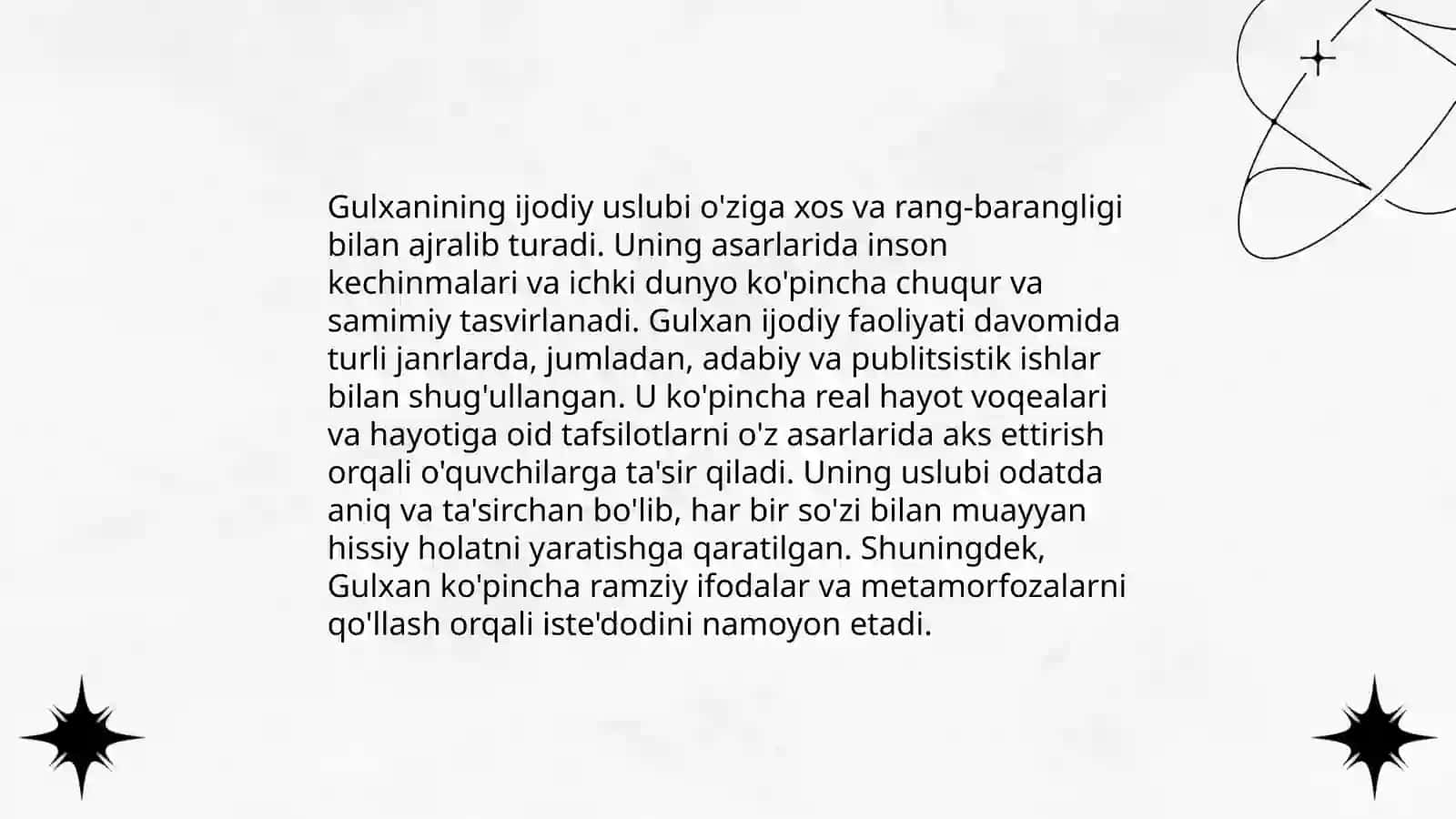 Gulxaniy hayoti va ijodi. Zarbulmasal asati tahlili 4