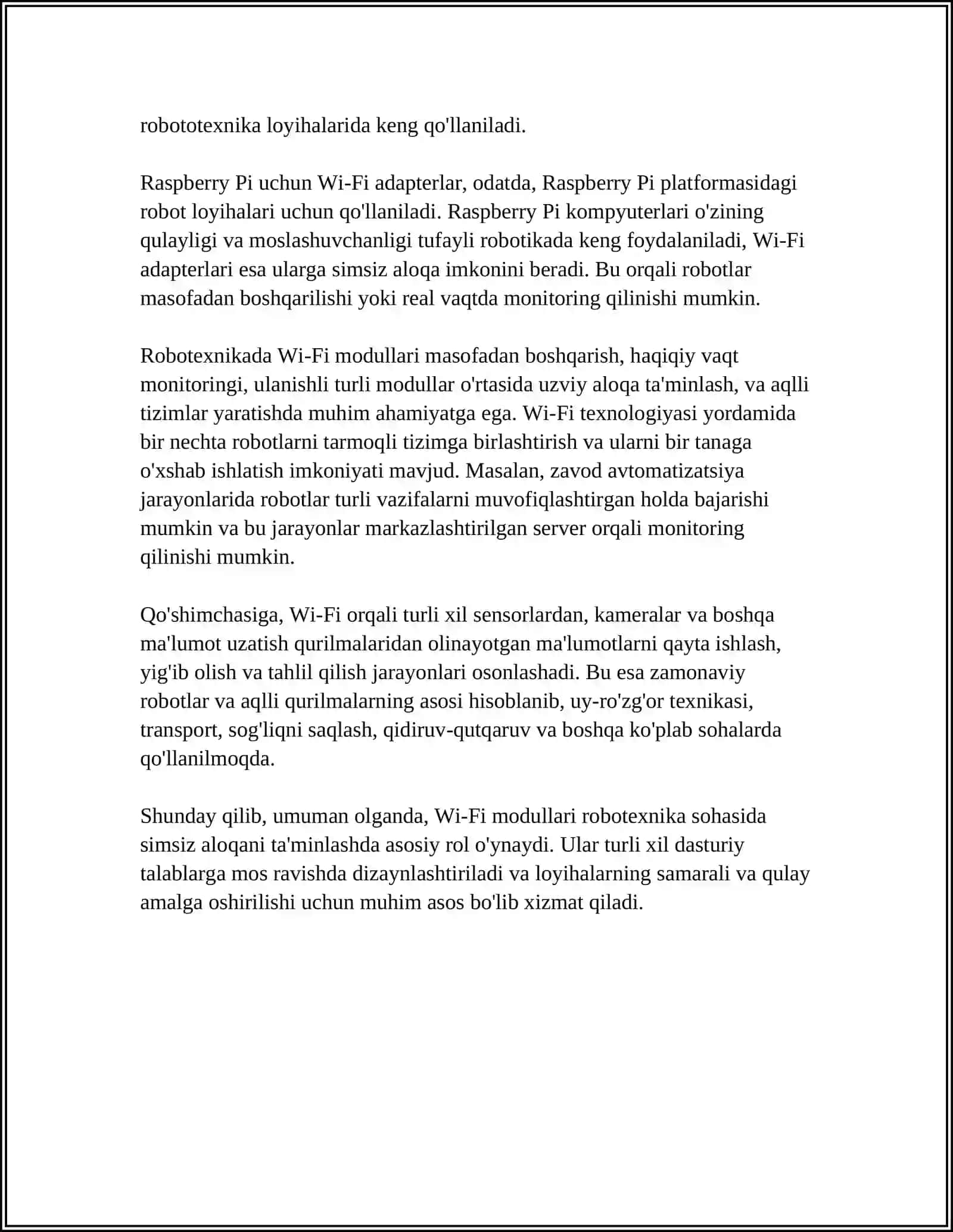 ROBOTEXNIKADA WIFI MODUL VA UNING QOʻLLANILISHI 4