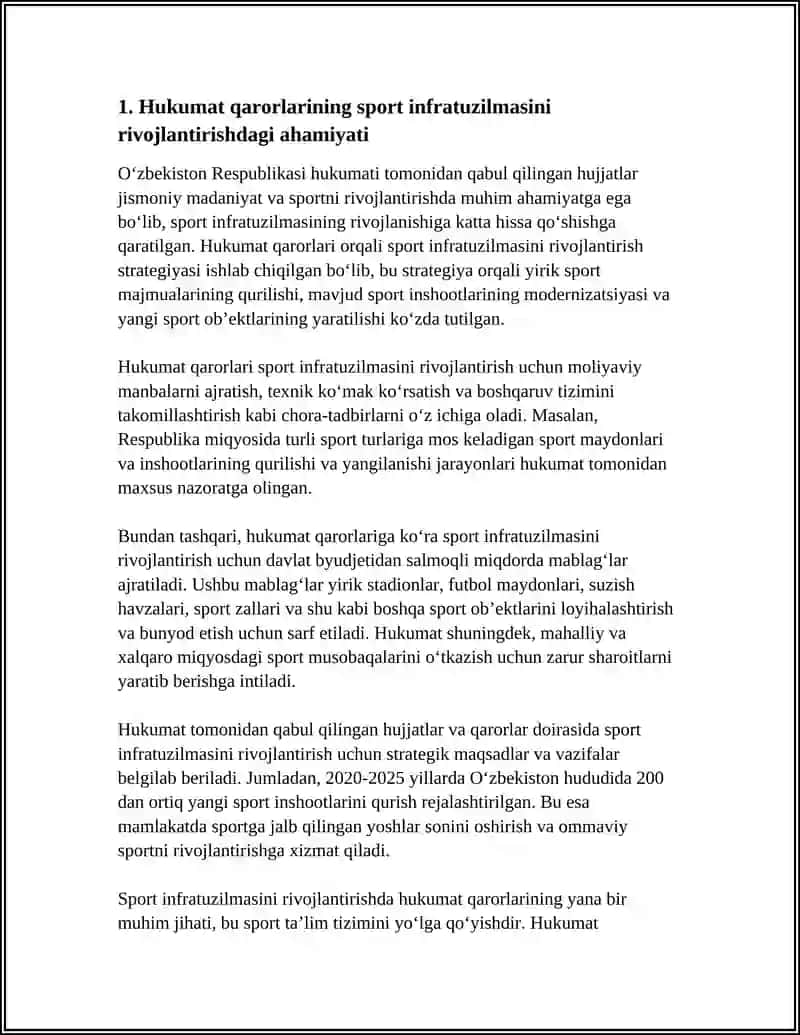 O‘ZBEKISTON RESPUBLIKASI HUKUMATINING JISMONIY MADANIYAT VA SPORT BO'YICHA QABUL QILGAN HUJJATLARINING AHAMIYATI 4