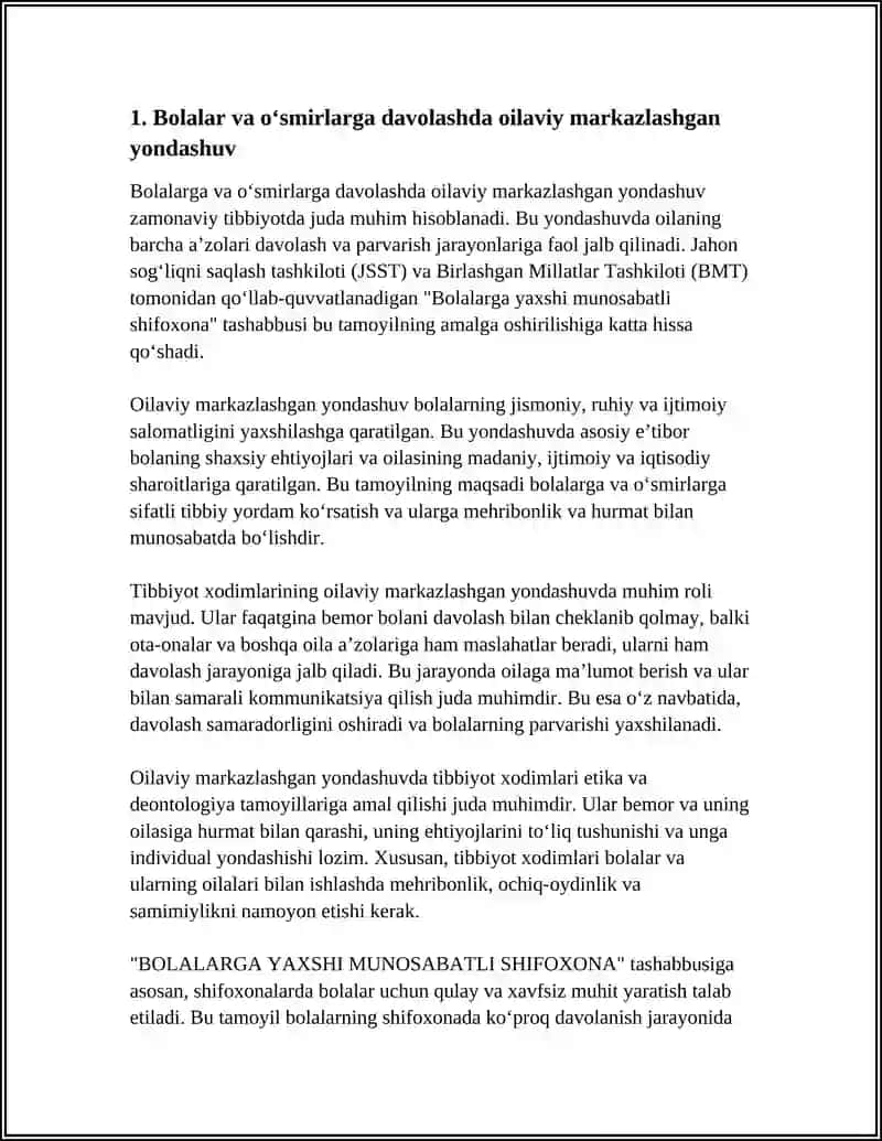 BOLALAR VA OʻSMIRLARGA DAVOLASH - PROFILAKTIK YORDAM KOʻRSATISHNING ZAMONAVIY TAMOYILLARI 4