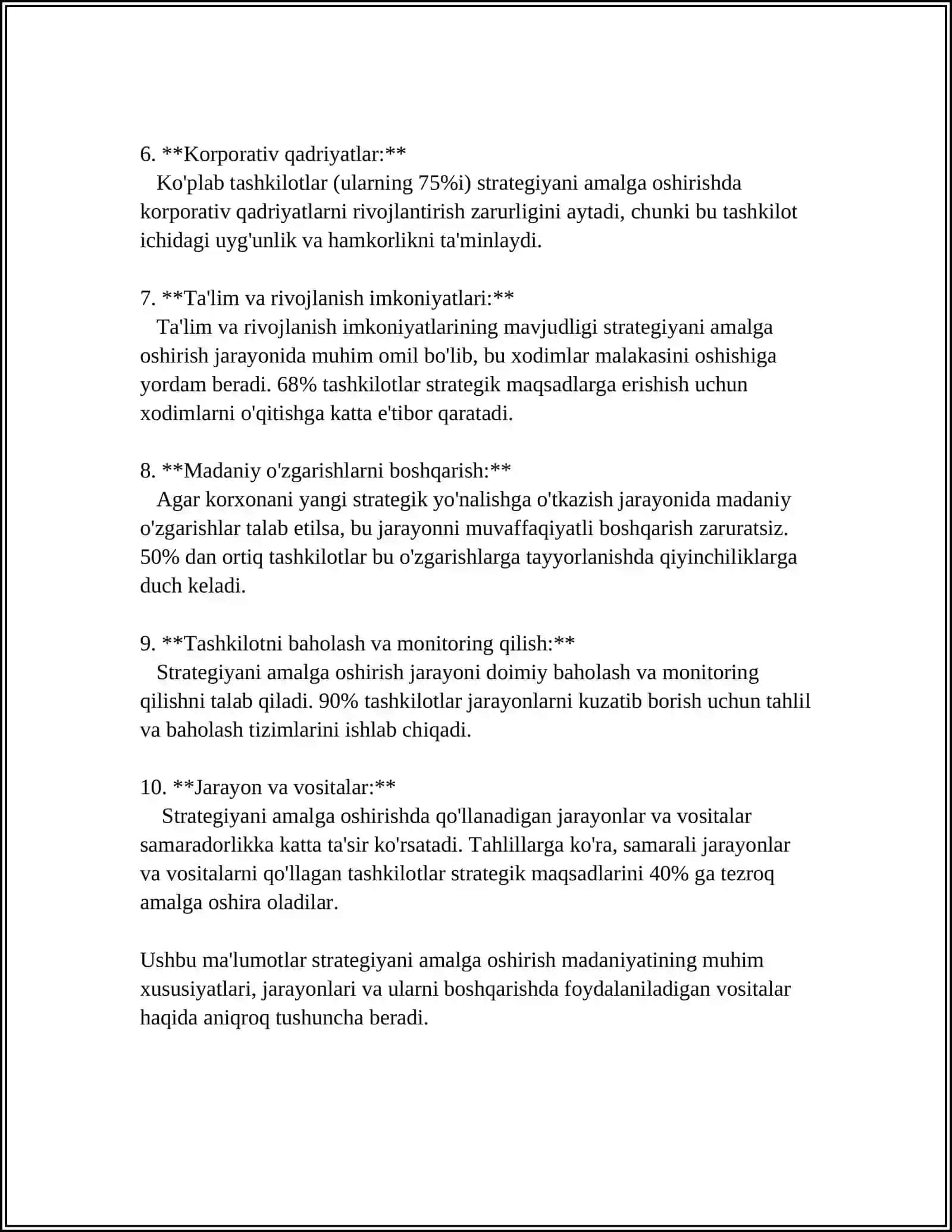 STRATEGIYANI QÕLLAB QUVVATLASH MADANIYATI 4