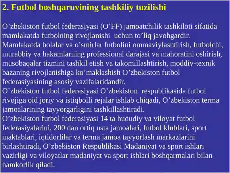 FUTBOL O’YIN TEXNIKASI VA TAKTIKASI 4