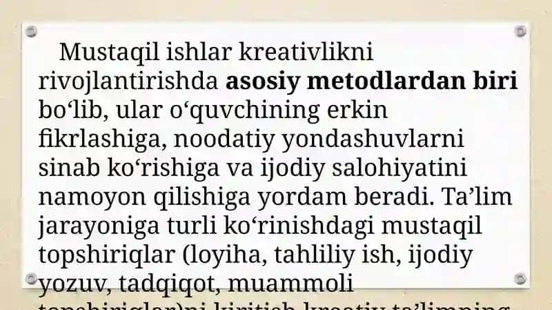 Kreativlikka o‘rgatishda mustaqil ishlarning o‘rni 4