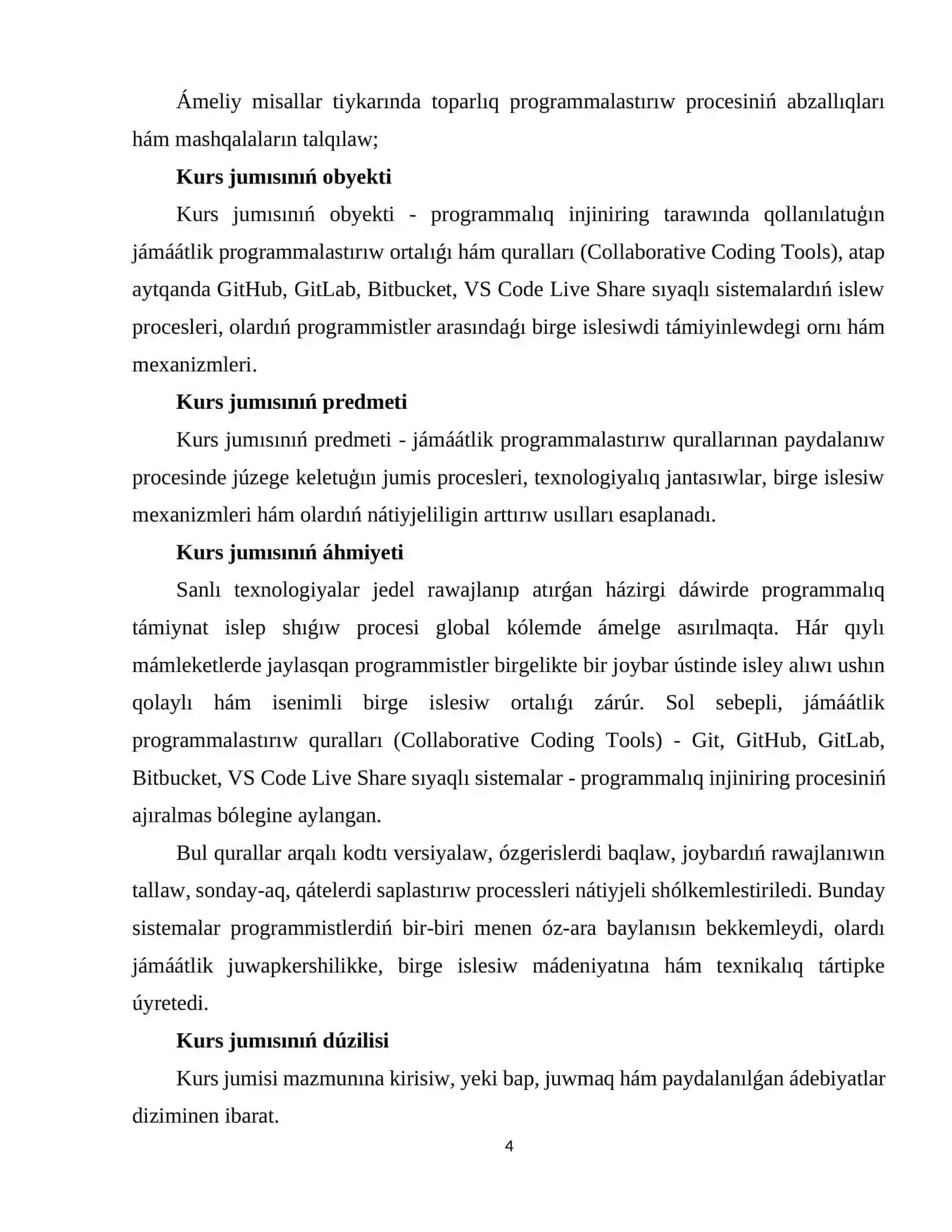 Jámáátlik programmalastırıw 4
