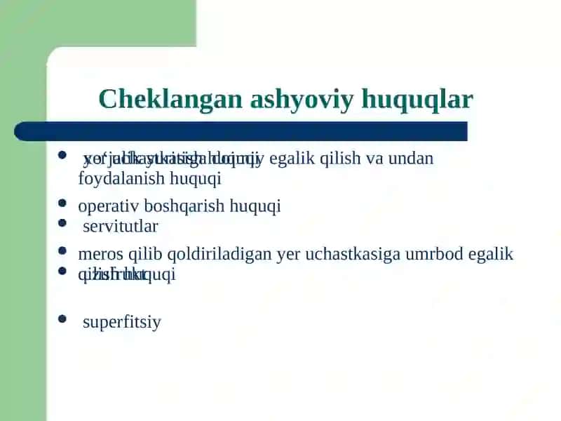 Cheklangan ashyoviy huquqlar 4