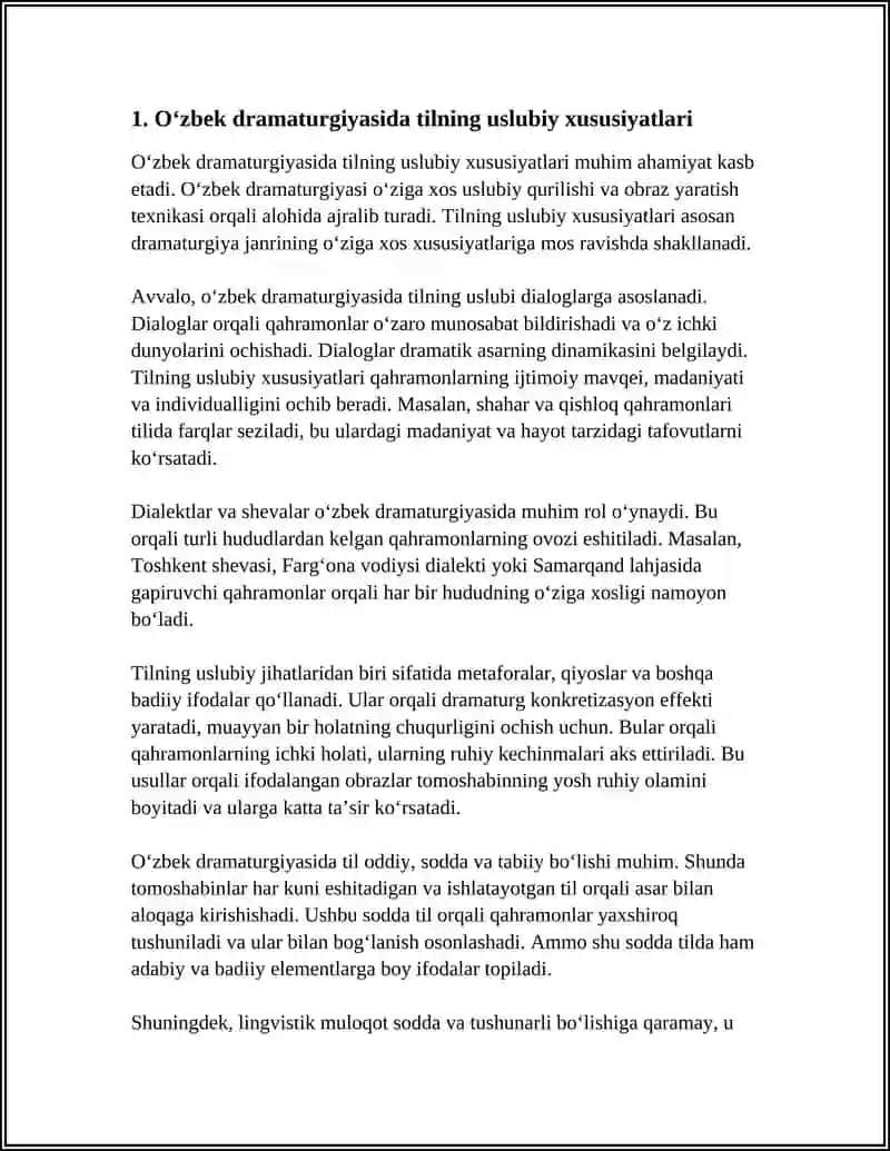 O‘zbek Dramaturgiyasida Tilning Uslubiy Qurilishi va Obraz Yaratish Texnikasi 4