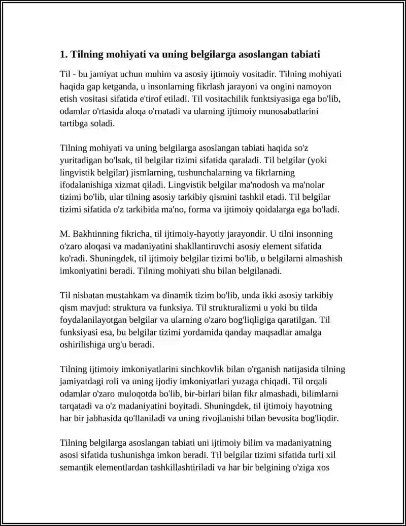 TILNING MOHIYATI VA IJTIMOIY IMKONIYATLARI. TIL BELGILAR TIZIMI SIFATIDA 4