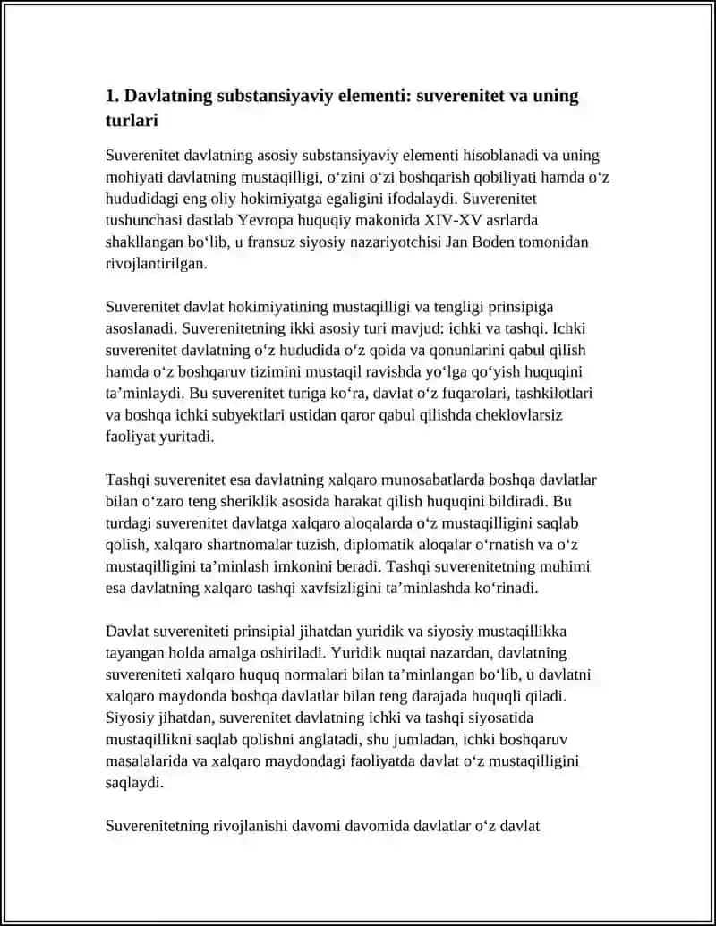 DAVLATNING SUBSTANSIYAVIY, HUDUDIY VA INSTITUTSIYAVIY ELEMENTLARI 4