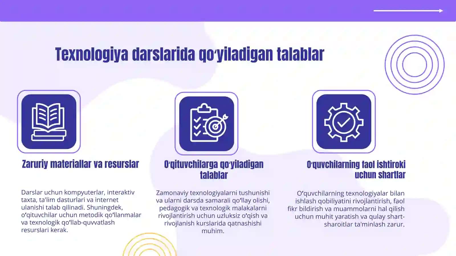 Boshlangʻich sinflarda texnologiya darslari mavzulariga qoʻyiladigan talablar 4