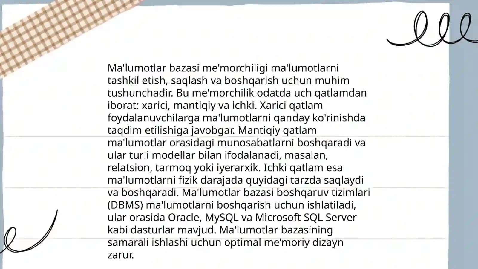 Ma'lumotlar bazasini adminstratorlash va vafsizligni ta'minlashni loyihalash 4