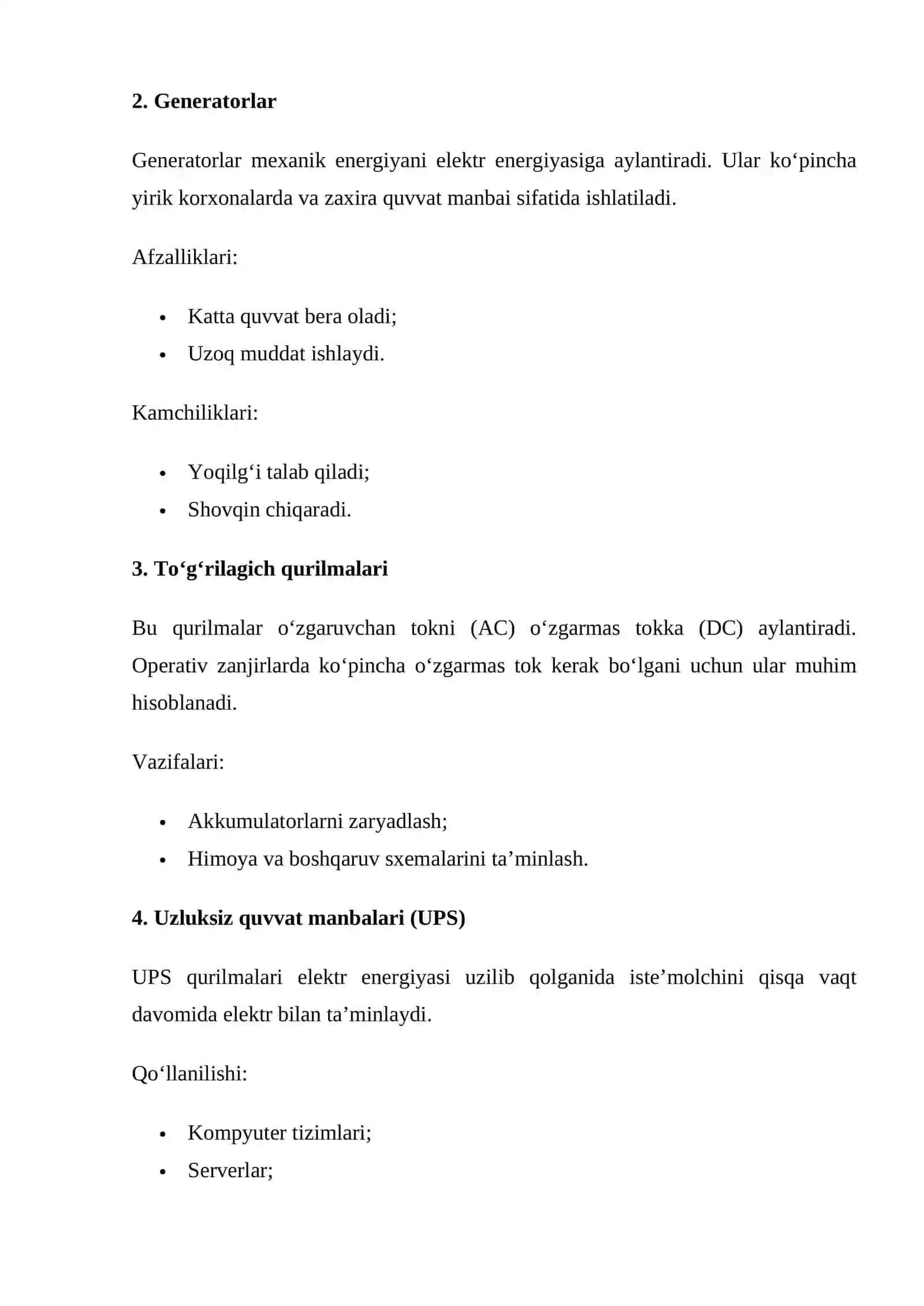 Operativ tok manbalari va operativ tok zanjirining vazifasi 4